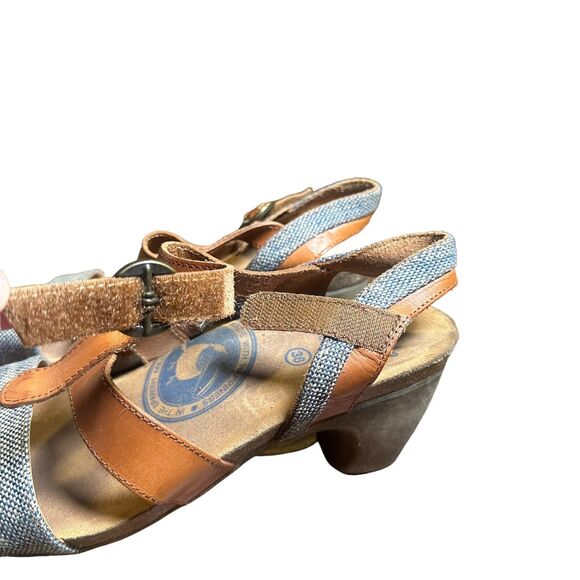 Wanda Panda Women’s Boho Strappy Denim/Brown Leather Slingback Heels Size 36 - Picture 7 of 11